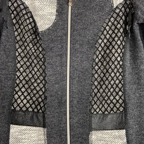 MICHAEL Tyler Full Zip Jacket Gray Black Abstract Patchwork Art To Wear Cardigan - Picture 8 of 16